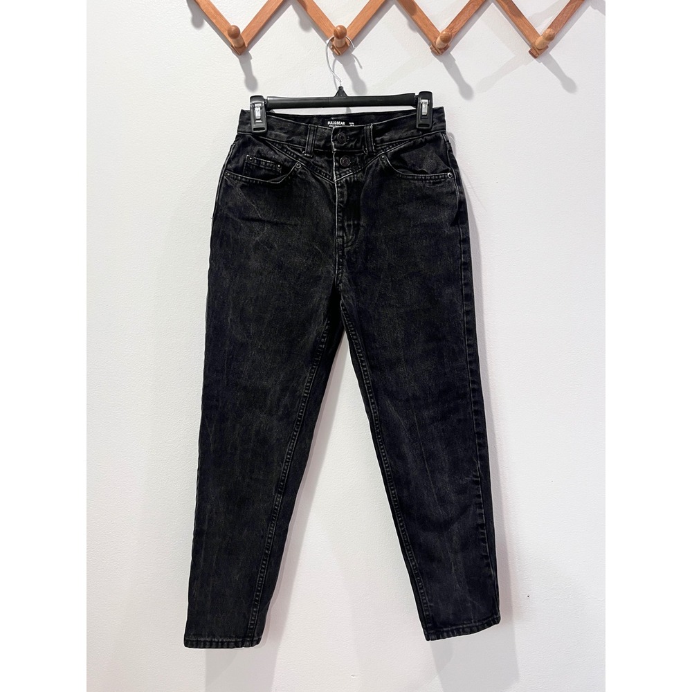 Pull and Bear Black Wash High Waisted‎ Straight Leg Jeans Size 26